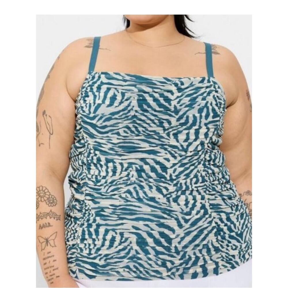 Torrid zebra white Stretch Mesh Cropped shirred Cami